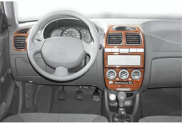 Hyundai Accent 01.01-12.05 Kit de garniture de tableau de bord intérieur 3D Dash Trim Dekor 14-Parts - 1 Hyundai Accent 01.01-12.05 Kit de garniture de tableau de bord intérieur 3D Dash Trim Dekor 14-Parts - 1