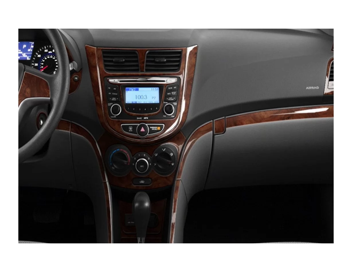 Hyundai Accent Blue 01.2011 Kit de décoration intérieure 3D pour tableau de bord Dash Trim Dekor 18-Parts - 1