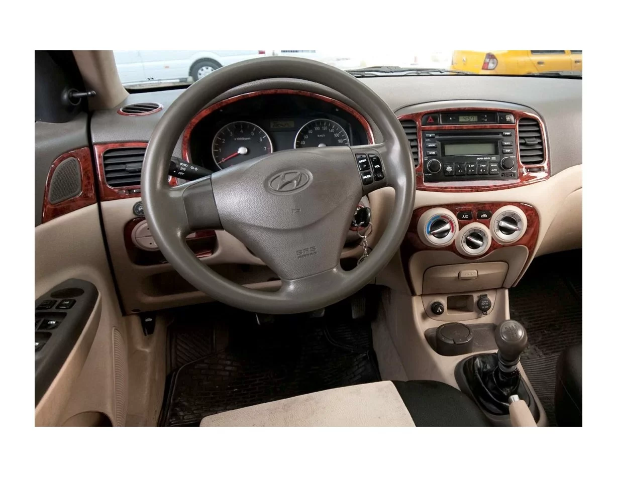 Hyundai Accent Era 01.06-12.10 Kit de garniture de tableau de bord intérieur 3D Dash Trim Dekor 21-Parts - 1