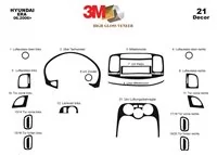 Hyundai Accent Era 01.06-12.10 Kit de garniture de tableau de bord intérieur 3D Dash Trim Dekor 21-Parts - 2