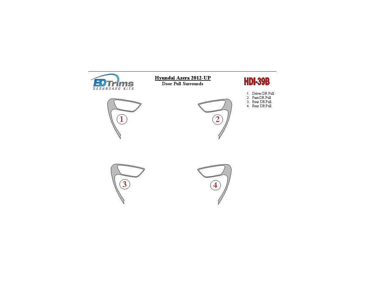 Hyundai Azera 2012-UP Deurinzetstukken Interieur BD Dash Trim Kit - 1