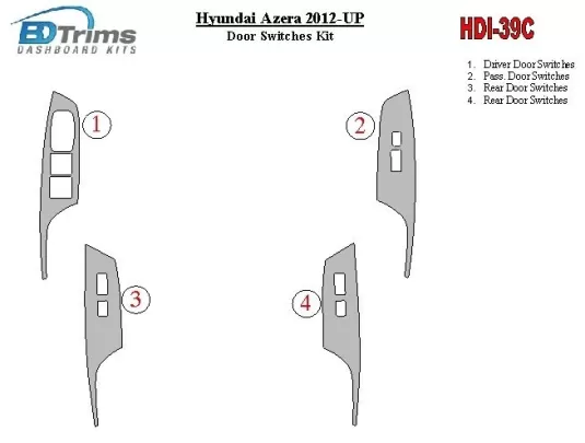 Hyundai Azera 2012-UP Window control Interior BD Dash Trim Kit - 1 - Interior Dash Trim Kit Hyundai Azera 2012-UP Window control Interior BD Dash Trim Kit - 1 - Interior Dash Trim Kit