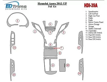 Hyundai Azera/Grandeur 2012-UP Kit de garnitures de tableau de bord intérieur BD - 1