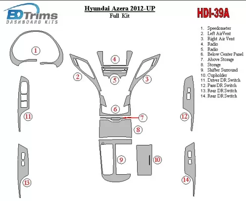 Hyundai Azera/Grandeur 2012-UP Interior BD Dash Trim Kit - 1 - Interior Dash Trim Kit Hyundai Azera/Grandeur 2012-UP Interior BD Dash Trim Kit - 1 - Interior Dash Trim Kit