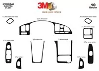 Hyundai Elantra 01.04-01.07 Kit de garniture de tableau de bord intérieur 3D Dash Trim Dekor 10-Parts - 2 Hyundai Elantra 01.04-01.07 Kit de garniture de tableau de bord intérieur 3D Dash Trim Dekor 10-Parts - 2