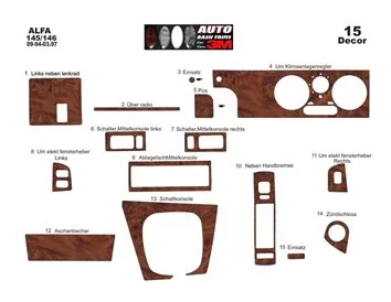 Alfa Romeo 145 146 09.94 - 03.97 Inleg dashboard Interieurset aansluitend en pasgemaakt op he 15 -Teile