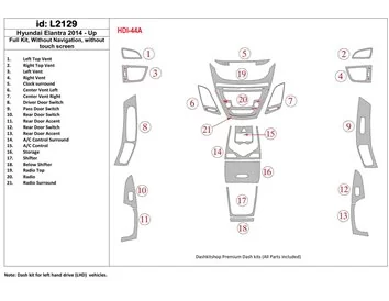 Ensemble complet Hyundai Elantra 2014-UP, sans kit de garniture de tableau de bord intérieur NAVI BD - 1