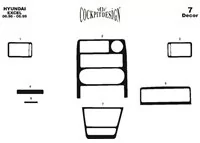 Hyundai Excel 01.91-08.94 Kit de garniture de tableau de bord intérieur 3D Dash Trim Dekor 7-Parts - 1 Hyundai Excel 01.91-08.94 Kit de garniture de tableau de bord intérieur 3D Dash Trim Dekor 7-Parts - 1