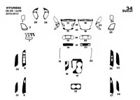 Hyundai ix35 2010-2013 Kit de garniture de tableau de bord intérieur 3D Dash Trim Dekor 34-Parts - 1
