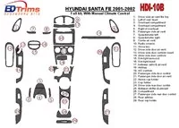 Hyundai Santa Fe 2001-2002 Full Set, With Manual Gearbox, Climate Control, 29 Parts set Interior BD Dash Trim Kit - 1 Hyundai Santa Fe 2001-2002 Full Set, With Manual Gearbox, Climate Control, 29 Parts set Interior BD Dash Trim Kit - 1