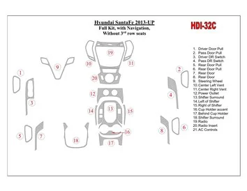 Hyundai Santa Fe 2013-UP Volledige set, met NAVI, zonder 3 rij stoelen Interieur BD Dash Trim Kit - 1
