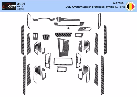 Audi A7 C8 seit 2018 Kit d'habillage de tableau de bord intérieur 3D Dash Trim Dekor 41-Parts - 1 Audi A7 C8 seit 2018 Kit d'habillage de tableau de bord intérieur 3D Dash Trim Dekor 41-Parts - 1