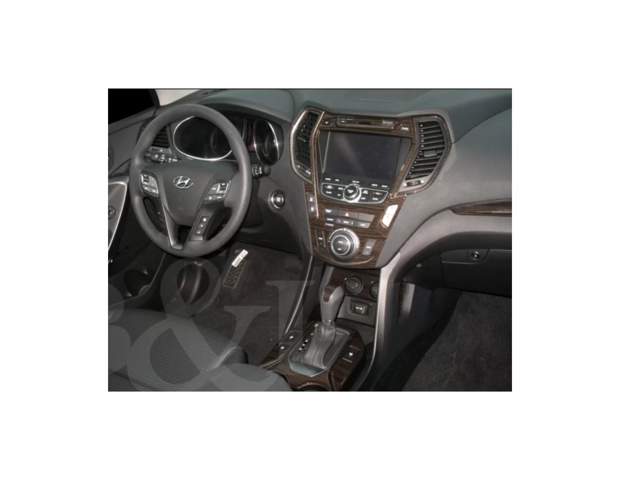 Hyundai Santa Fe 2013-UP Full Set, Without NAVI, Climate-Control With Display, Without 3 row seats Interior BD Dash Trim Kit - 1