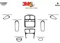 Hyundai Santafe 06.02-06.06 Kit de garniture de tableau de bord intérieur 3D Dash Trim Dekor 9-Parts - 2