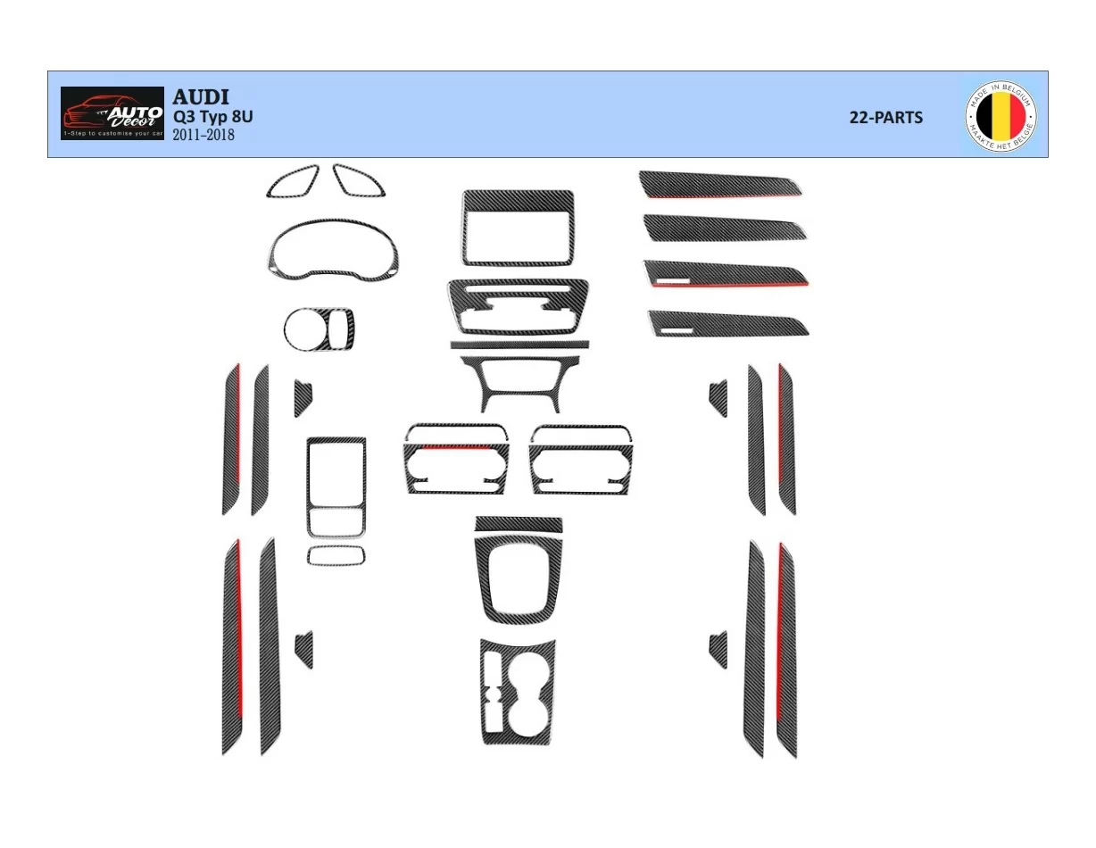 Audi Q3 8U 2011–2018 Kit de décoration intérieure 3D pour tableau de bord Dash Trim Dekor 22 pièces - 1