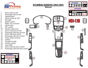 Hyundai Sonata 2002-2005 pour kit de garniture de tableau de bord BD intérieur de boîte de vitesses manuelle - 1