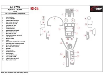 Hyundai Tiburon 2006-2006 Ensemble complet, Auto, Kit de garniture de tableau de bord intérieur AC automatique BD - 1