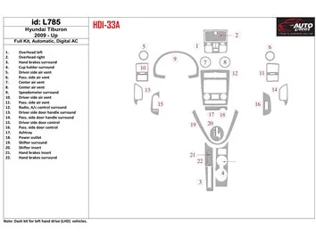 Hyundai Tiburon 2009-UP Full Kir, Automatic Gear, Automatic AC Interior BD Dash Trim Kit - 1 - Interior Dash Trim Kit