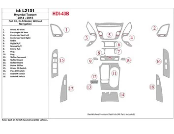 Hyundai Tucson 2014-2015 Full Set, c NAVI, Limited Model Interior BD Dash Trim Kit - 1 - Interior Dash Trim Kit