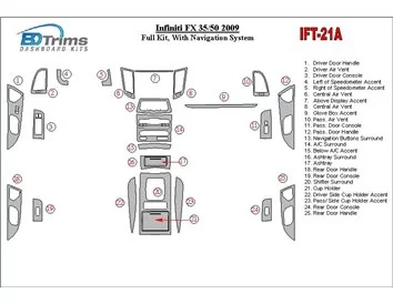 Infiniti FX 2009-2009 Ensemble complet de garnitures de tableau de bord intérieur BD - 1
