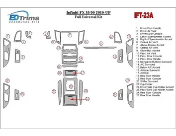 Infiniti FX 2010-UP Volledige universele set Interieur BD Dash Trim Kit - 1