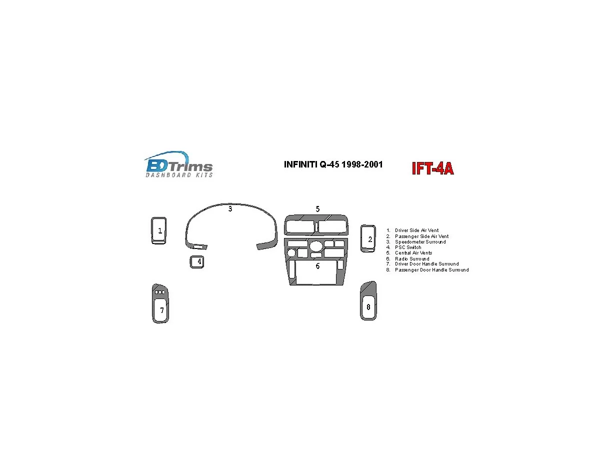 Infiniti Q45 1998-2001 OEM Compliance Interior BD Dash Trim Kit - 1 - Interior Dash Trim Kit