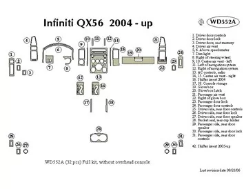 Infiniti QX56 2004-2007 Ensemble complet de garnitures de tableau de bord intérieur BD - 1