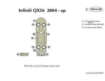 Infiniti QX56 2004-2007 Kit de garniture de tableau de bord intérieur BD pour console au pavillon - 1