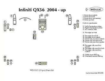 Infiniti QX56 2004-2007 Kit de garniture de tableau de bord intérieur BD de base - 1