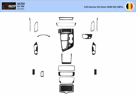 Audi Q7 4M seit 2015 Kit de décoration intérieure 3D pour tableau de bord Dash Trim Dekor 28-Parts - 1 Audi Q7 4M seit 2015 Kit de décoration intérieure 3D pour tableau de bord Dash Trim Dekor 28-Parts - 1