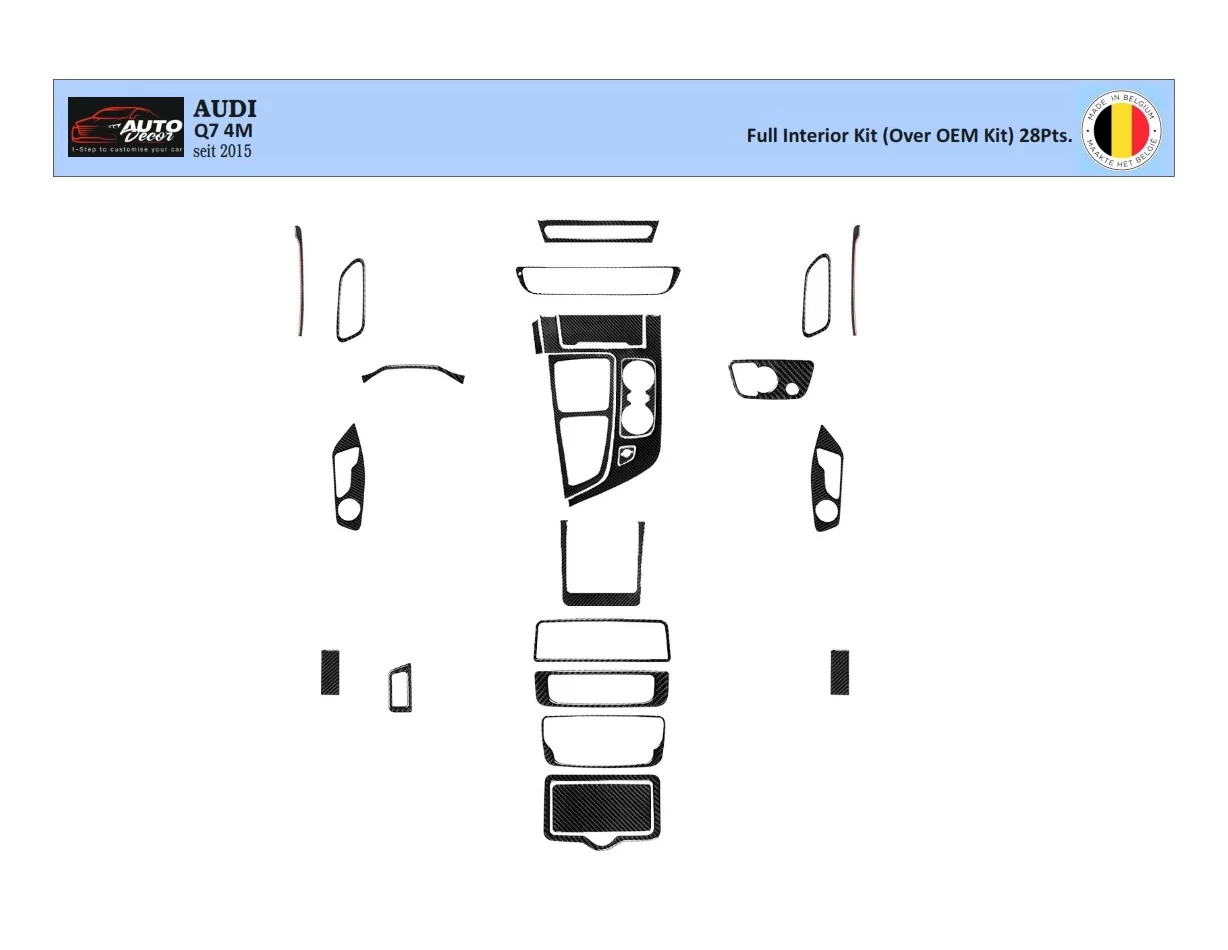 Audi Q7 4M seit 2015 3D Interior Dashboard Trim Kit Dash Trim Dekor 28-Parts - 1 - Interior Dash Trim Kit