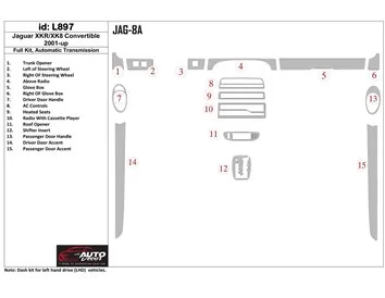 Jaguar XKR/XK8 2001-UP volledige set, automatische versnellingsbak interieur BD dashboard trimkit - 1
