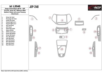 Jeep Cherokee 2014-UP Ensemble complet, sans interrupteur 4WD Intérieur BD Dash Trim Kit - 1