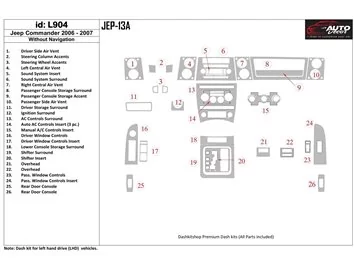 Jeep Commander 2006-2007 Zonder NAVI Interior BD Dash Trim Kit - 1