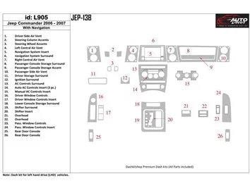 Jeep Commander 2006-2007 met NAVI Interior BD Dash Trim Kit - 1