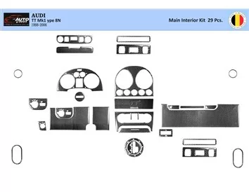 Audi TT 2001-2006 Soft Roof-Coupé, 29 Pièces Set Intérieur BD Dash Trim Kit - 1