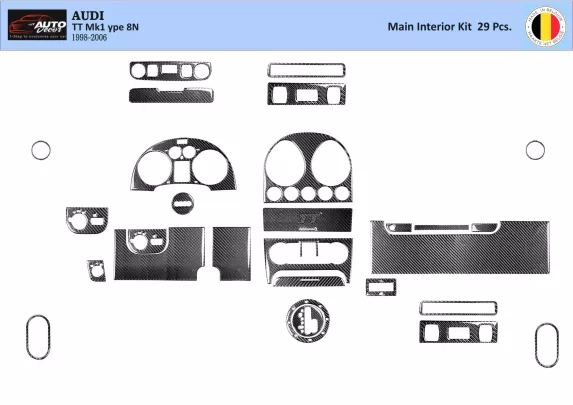 Audi TT 2001-2006 Soft Roof-Coupé, 29 Pièces Set Intérieur BD Dash Trim Kit - 1 Audi TT 2001-2006 Soft Roof-Coupé, 29 Pièces Set Intérieur BD Dash Trim Kit - 1