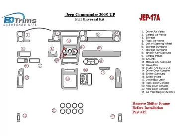 Jeep Commander 2008-UP Volledige universele set Interieur BD Dash Trim Kit - 1