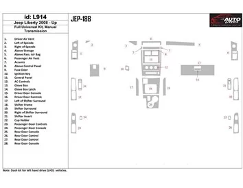 Jeep Liberty 2008-UP Volledige universele set, handgeschakelde versnellingsbak Interieur BD Dash Trim Kit - 1