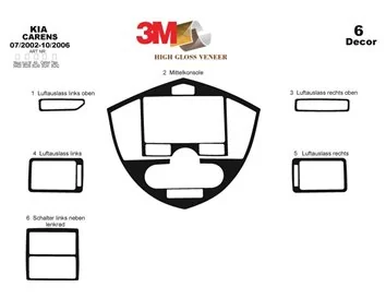 Kia Carens 07.02-10.06 3D Interior Custom Dash Trim Kit 6-Parts