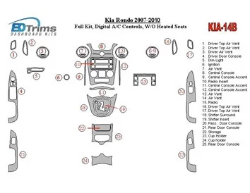 Kia Carens/Rondo 2007-UP Ensemble complet, commandes de climatisation automatiques, sans sièges chauffants intérieur BD Kit de g
