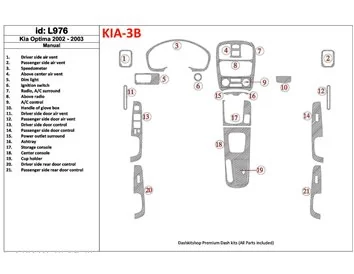 Kia Optima 2002-2003 Handgeschakelde versnellingsbak Interieur BD Dash Trim Kit - 1