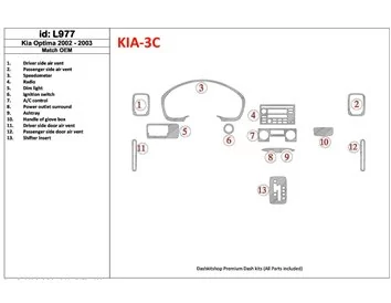 Kia Optima 2002-2003 OEM-naleving Interieur BD Dash Trim Kit - 1
