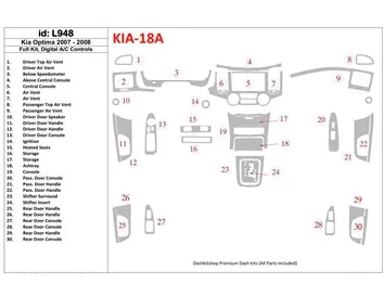 KIA Optima 2007-2008 Volledige set, automatische AC-bediening Interieur BD Dash Trim Kit - 1