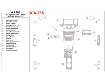 KIA Optima 2009-2010 Basic Set, Manual Gearbox AC Interior BD Dash Trim Kit - 1