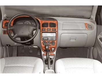 Kia Rio 09.00-08.02 Kit de garniture de tableau de bord intérieur 3D Dash Trim Dekor 9-Parts - 1