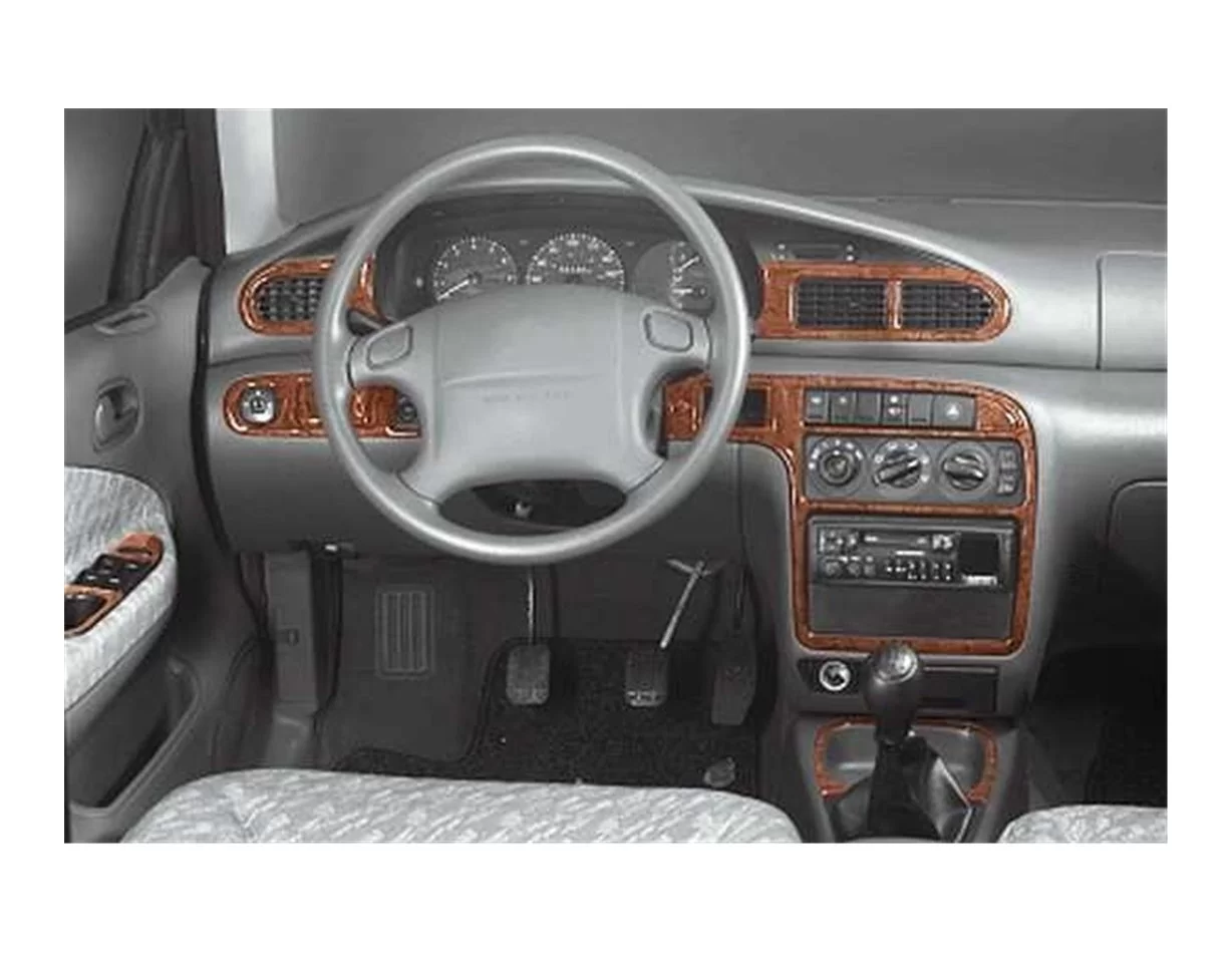 Kia Sephia 06.1995 Kit de garniture de tableau de bord intérieur 3D Dash Trim Dekor 16-Parts - 1