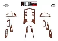 Kia Sorento 01.2011 Kit de garniture de tableau de bord intérieur 3D Dash Trim Dekor 10-Parts - 2