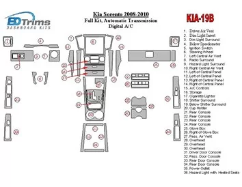 KIA Sorento 2008-2010 Ful Kit, vitesse automatique, avec sièges chauffants intérieur BD Dash Trim Kit - 1
