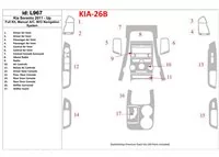 KIA Sorento 2011-UP Volledige set, handgeschakelde versnellingsbak AC, zonder navigatiesysteem Interieur BD Dash Trim Kit - 1